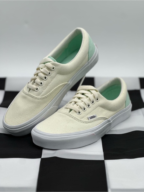 Vans Shoes - Vans Cream Canvas Sneakers with Mint Green Lining